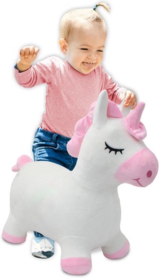 Correpasillos Unicornio Saltarin Peluche con Bomba