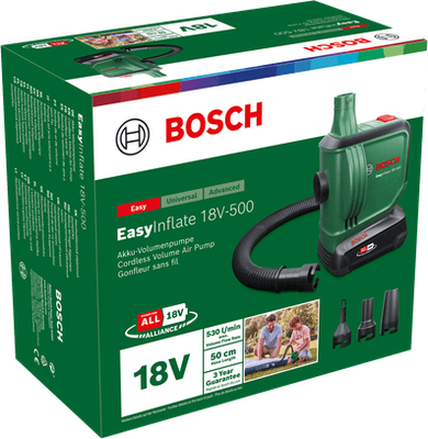Bomba Aire Bosch Easy Inflate 18V-500 con Bateria 2,0 Ah y Cargador