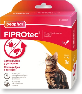 Beaphar FIPROtec Pipeta Antiparasitaria Gatos 4x0,5ml Beaphar FIPROtec Pipeta Antiparasitaria Gatos 4x0,5ml