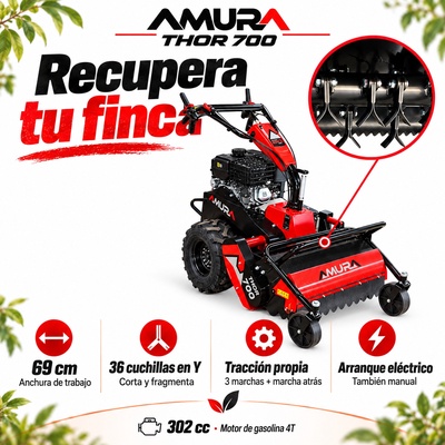 Desbrozadora de martillos Amura Thor 700 � 302 cc � 69 cm � arranque el�ctrico