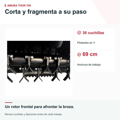 Desbrozadora de martillos Amura Thor 700 � 302 cc � 69 cm � arranque el�ctrico
