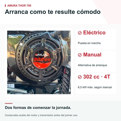 Desbrozadora de martillos Amura Thor 700 � 302 cc � 69 cm � arranque el�ctrico