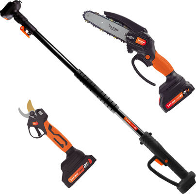 Altuna Kit de Poda a Bater�a de Titanio - Motosierra a Bater�a + Tijeras de Podar El�ctricas + P�rtiga Telesc�pica