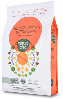 Pienso Gatos Natura Diet Cats Sterilized Salmon & Vegs 1,5 kg