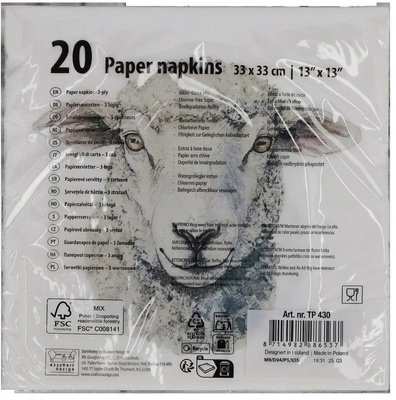 Servilletas Papel Oveja 33x33 cm 20 uds