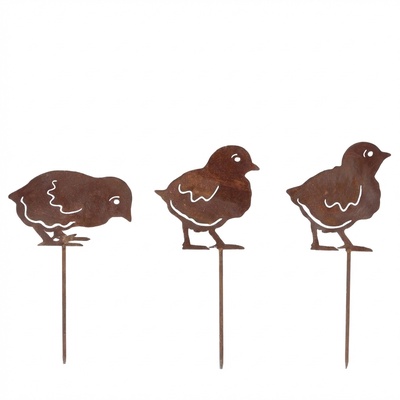 Figura Jardin Pollito Efecto Oxido Surtido