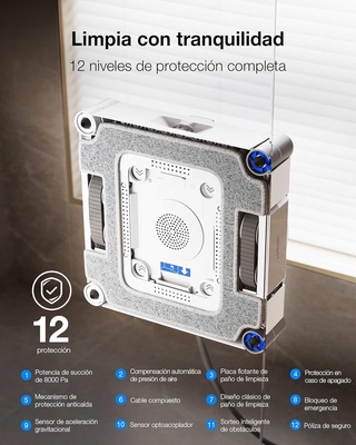 COVACS WINBOT W3 OMNI Robot Limpiacristales con Estaci�n Multifunci�n, Autolavado de Mopa, Limpieza Inteligente de Bordes, Atomizador Triple, Control v�a App, Protecci�n de 12 Fases