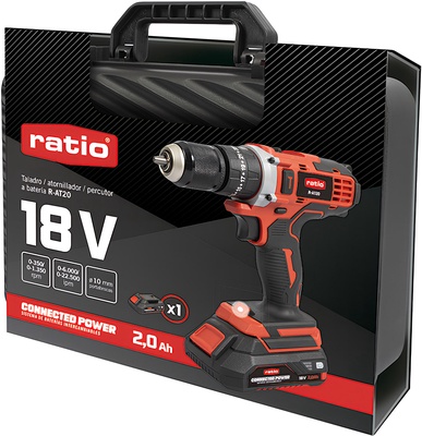 Taladro atornillador percutor Ratio R-AT20 18 V con bater�a 2 Ah y malet�n