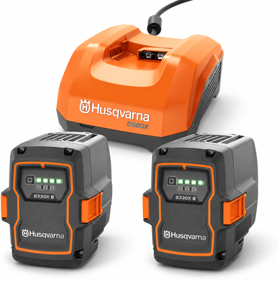Pack energ�a Husqvarna: 2 bater�as B330X 9 Ah + cargador r�pido C500X