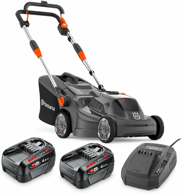 Pack cortacésped Husqvarna Aspire LC34 34 cm + 2 baterías 18 V 4 Ah y cargador 18-C70 Pack cortacésped Husqvarna Aspire LC34 34 cm + 2 baterías 18 V 4 Ah y cargador 18-C70