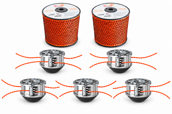 Pack profesional: 5 cabezales de desbrozadora FlashCutter UFC06 + 2 bobinas Vortex Aluminio 3,9 mm de 128 m Pack profesional: 5 cabezales de desbrozadora FlashCutter UFC06 + 2 bobinas Vortex Aluminio 3,9 mm de 128 m