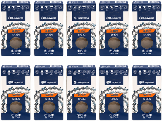 Pack 10 cadenas de motosierra Husqvarna X-CUT SP33G 64 eslabones � .325 � 1,3 mm