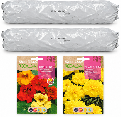Pack flores compactas para huerto urbano: 2 sacos + 2 sobres Rocalba