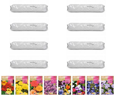Pack flores compactas para huerto urbano: 8 sacos + 8 sobres Rocalba