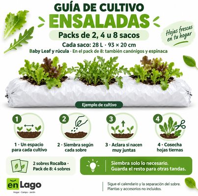 Packs huerto urbano | Pack inicial ensaladas 2 sacos + 2 sobres | Elige gama