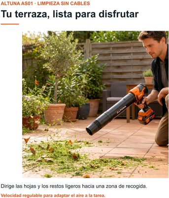Pack soplador Altuna AS01 21 V con 3 bater�as de 4 Ah y cargador