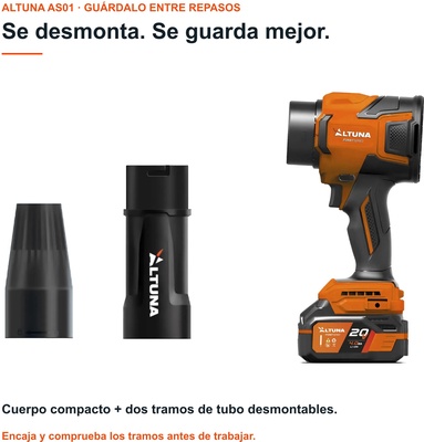 Pack soplador Altuna AS01 21 V con 3 bater�as de 4 Ah y cargador