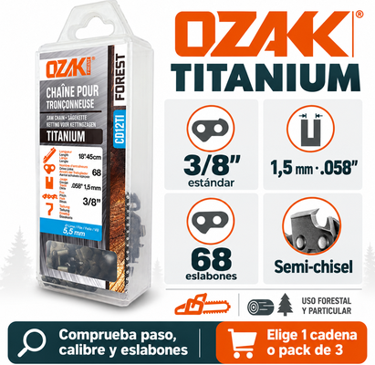 Cadena motosierra Ozaki TITANIUM 3/8