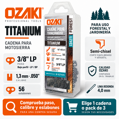 Pack 3 cadenas de motosierra Ozaki TITANIUM 3/8